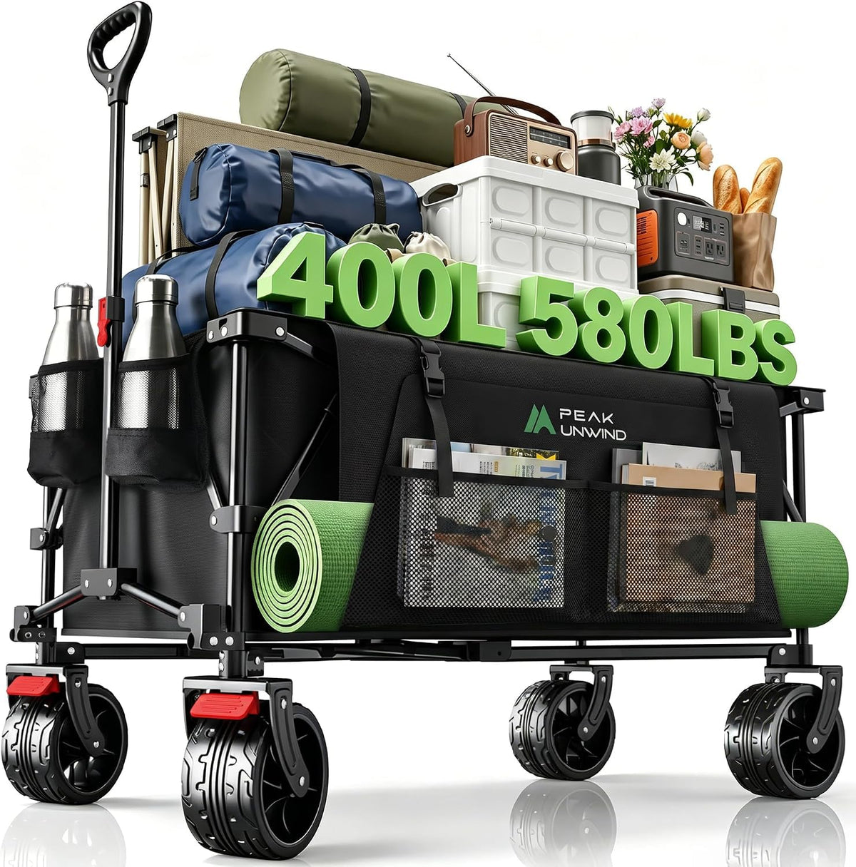 Collapsible Heavy Duty Beach Wagon with Big Wheels L34268