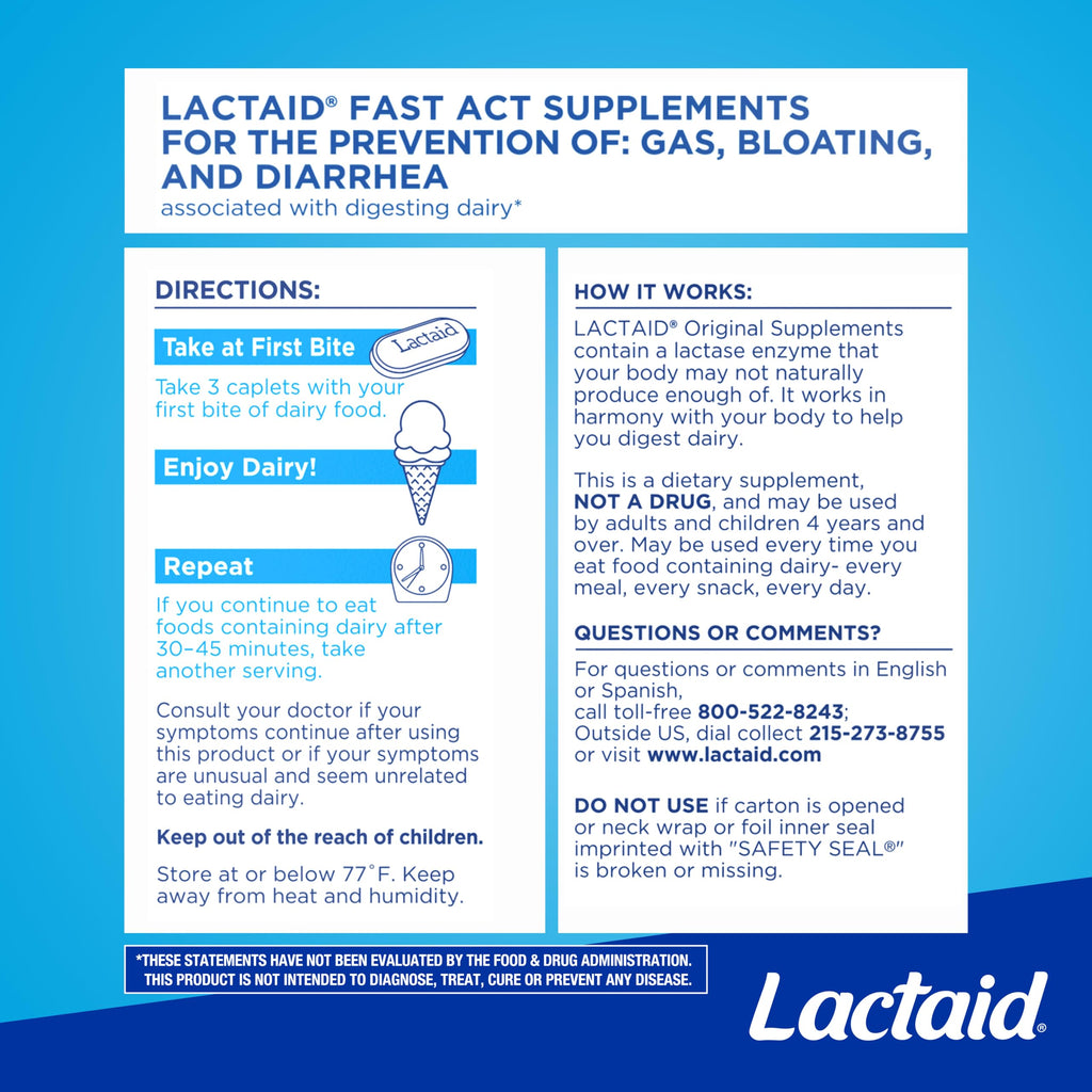 Lactose Intolerance Caplets 120 Ct U3803