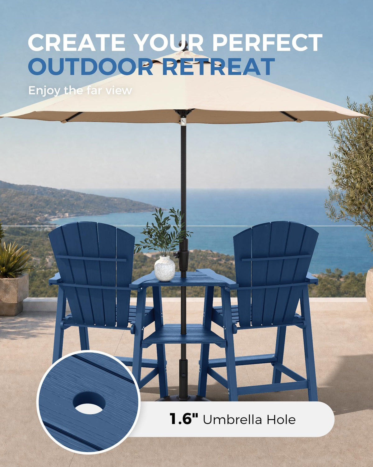 Navy Blue Adirondack Chairs Set of 2 B8501