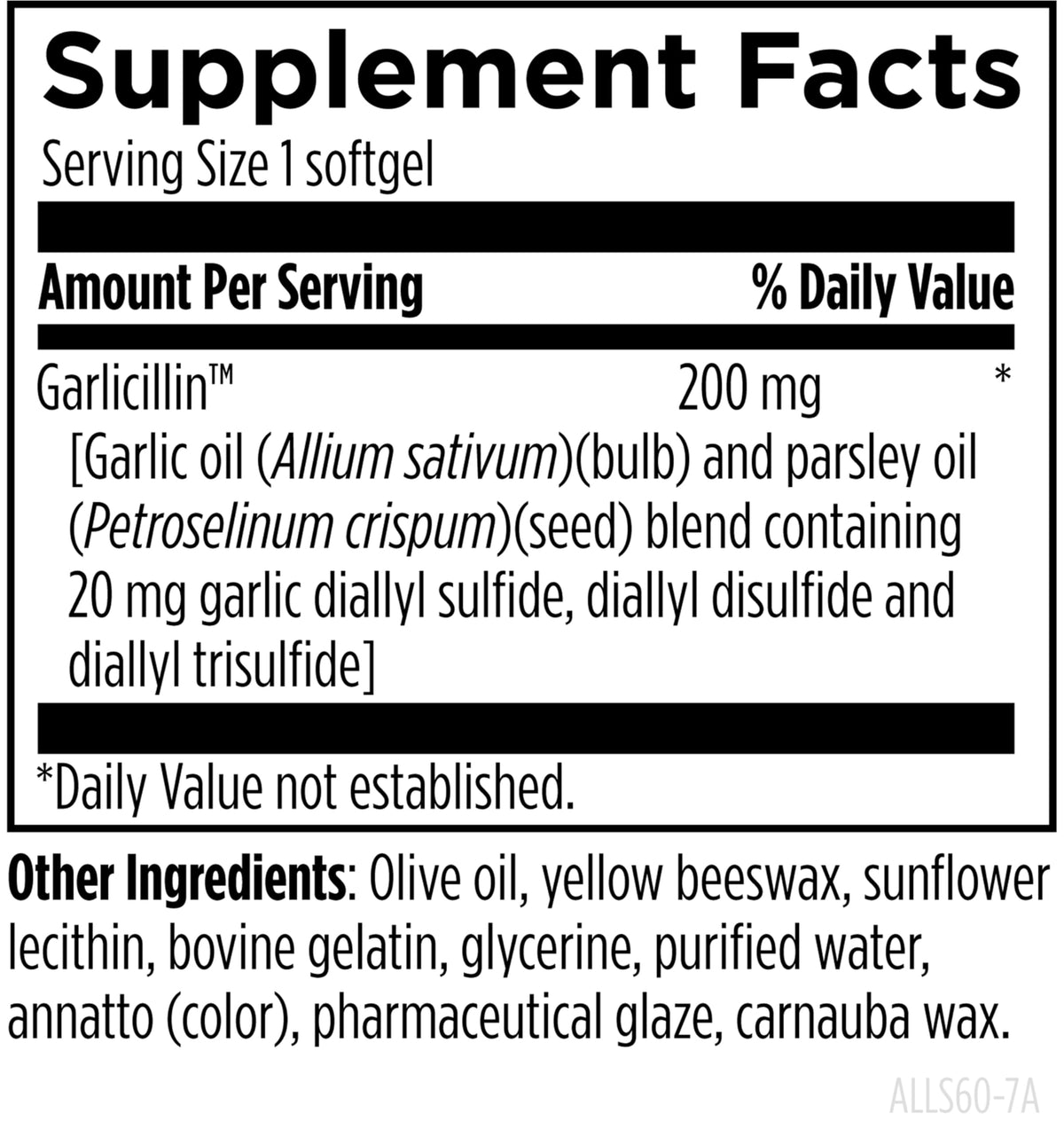 Allicin Supplement 60 Softgels B4427