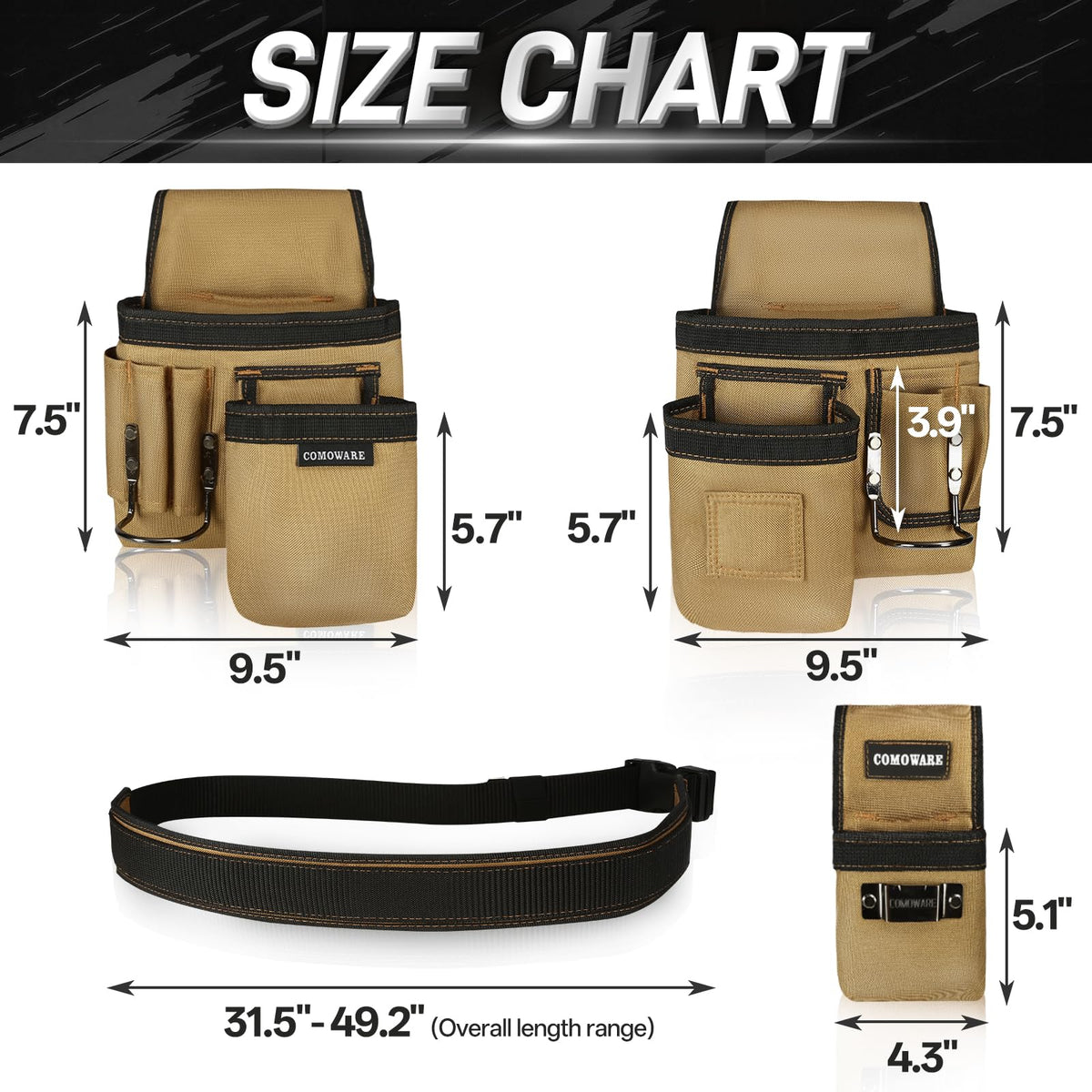 Tool Belt with Adjustable Belt & Magnetic Zone V931924