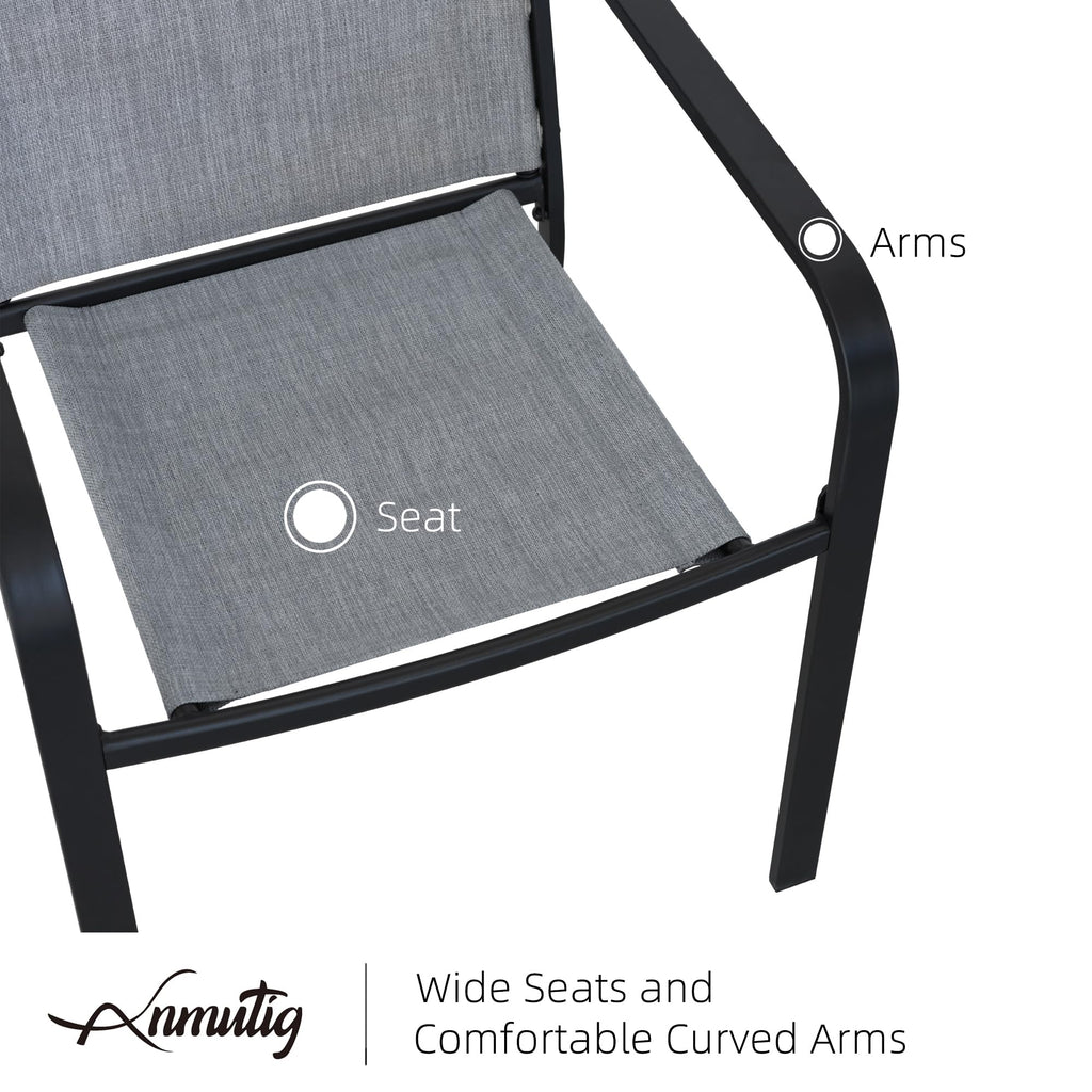 5 Piece Outdoor Dining Set with Grey Stackable Chairs and Square Table O9690