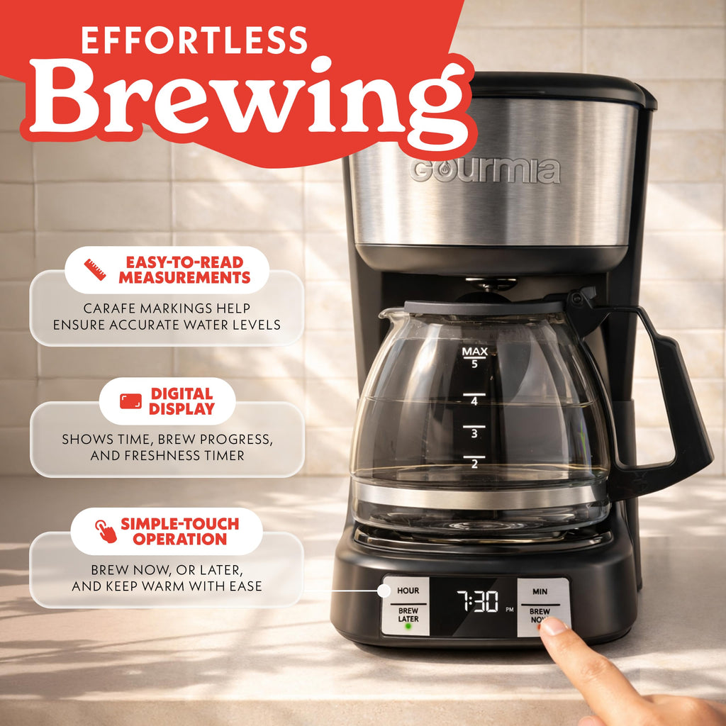 5-Cup Glass Carafe Black Drip Coffee Maker O610