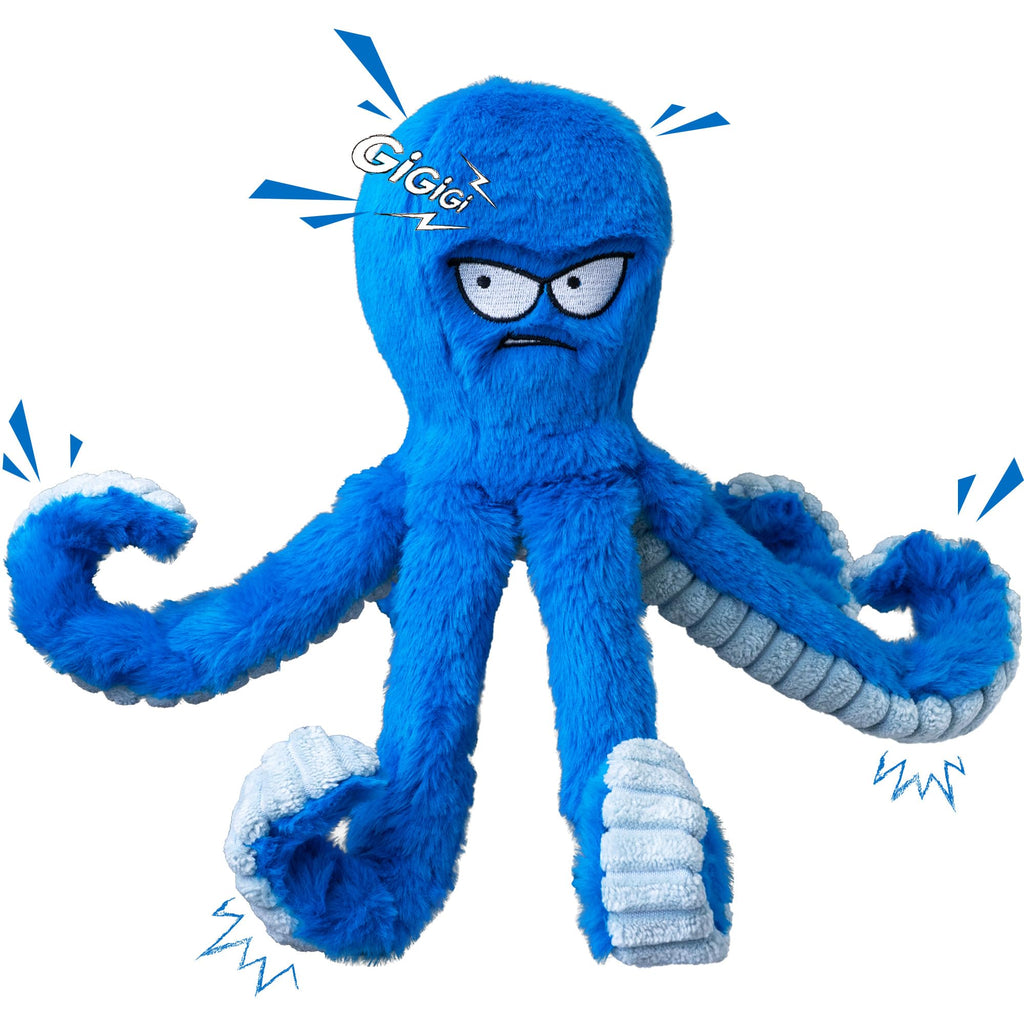 Stuffed Squeaky Crinkle Blue Octopus Dog Toy Z116