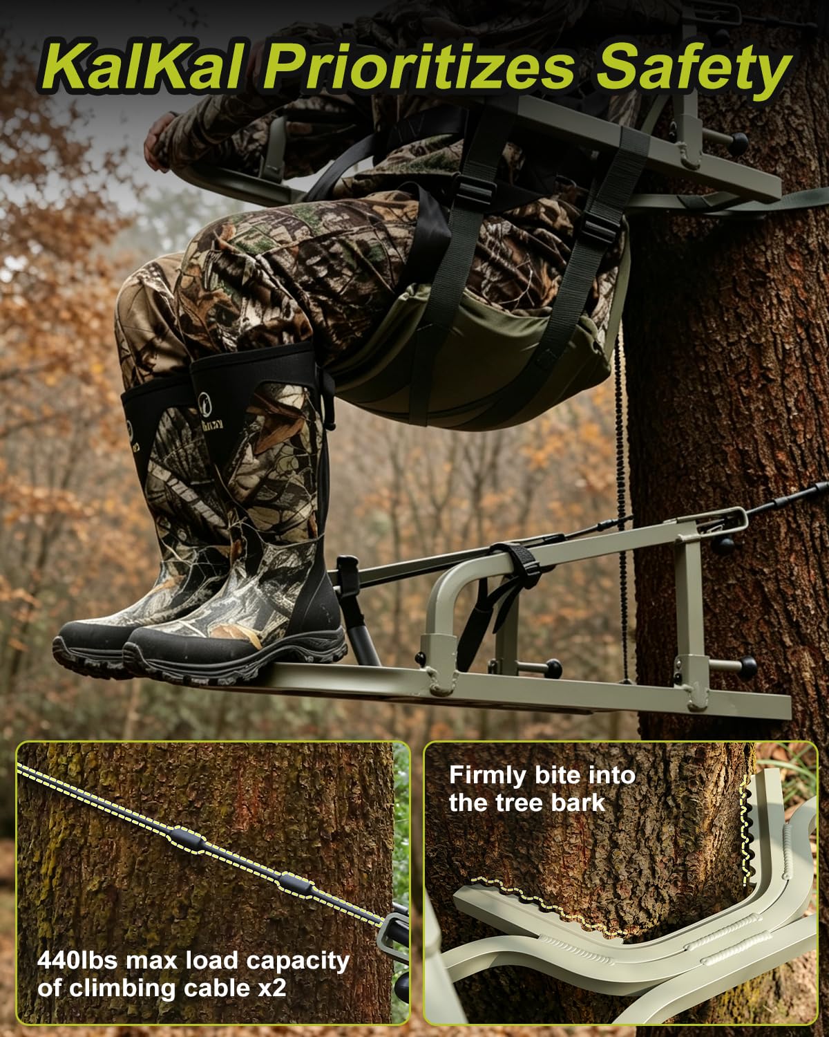 Climbing Tree Stand with Harness and Camo Seat Cushion I612