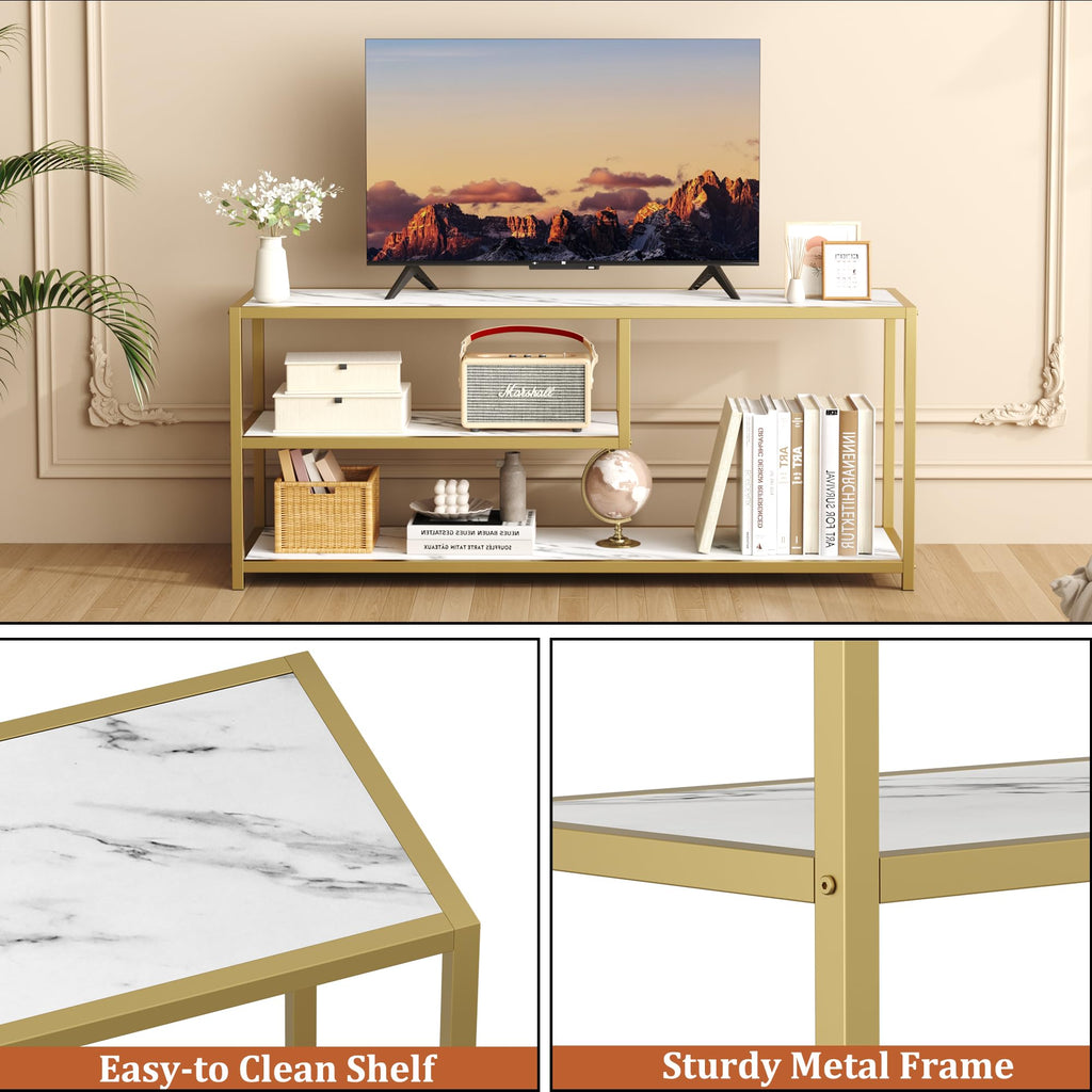 TV Stand for TVs up to 55 Inch, 3 Tier Media Console with Open Storage Shelves Y18368