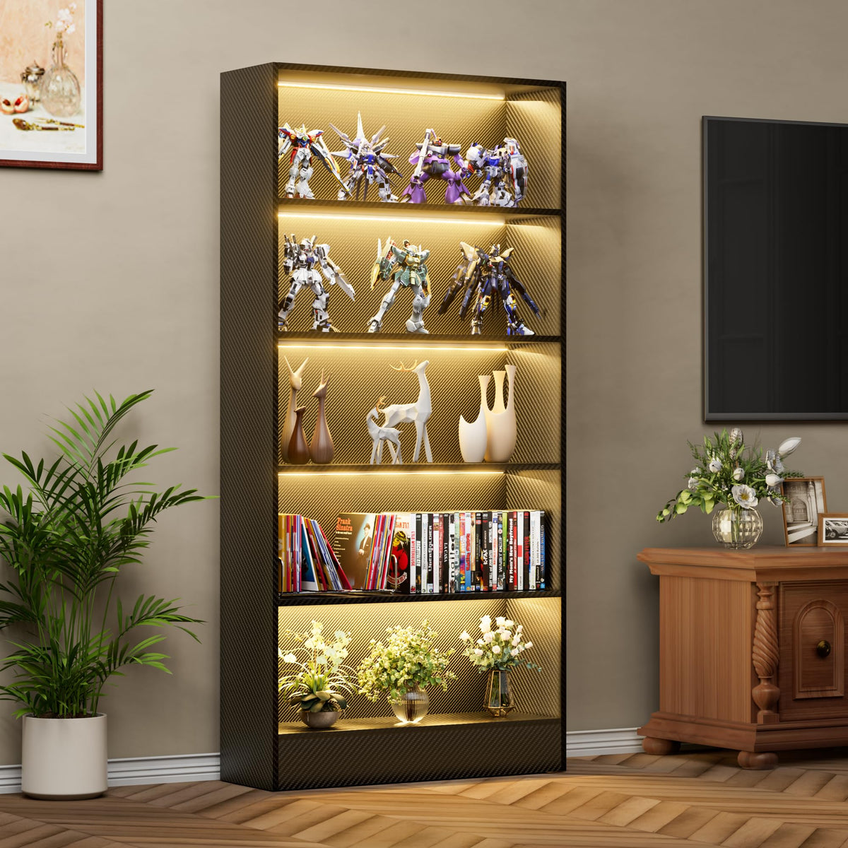 Black 5-Tier Wooden Bookshelf B869