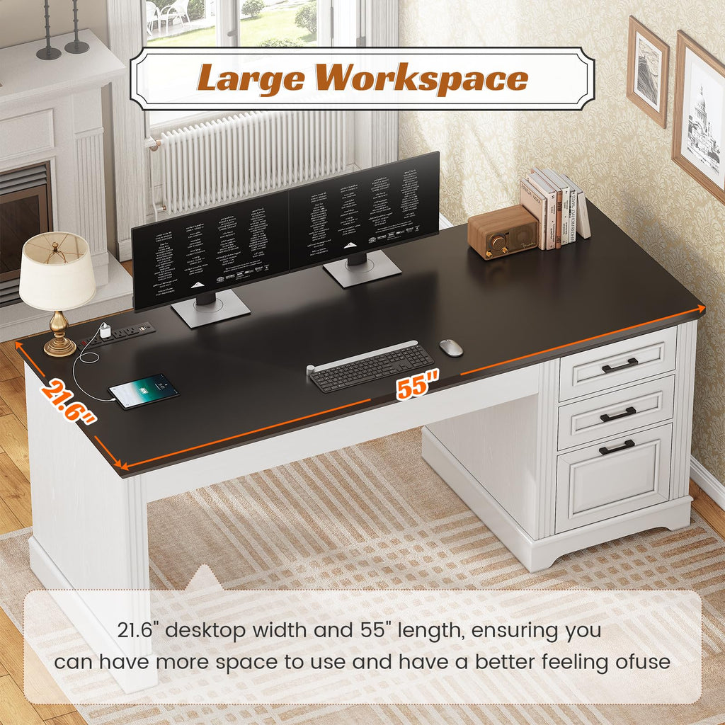 White Office Desk with 3 Drawers R49453