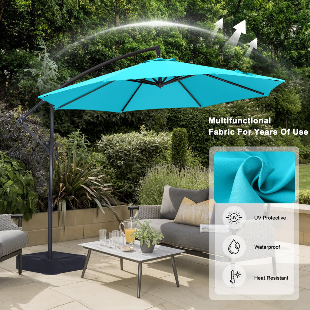 10FT Cantilever Umbrella with Base and Weights Bag S5507