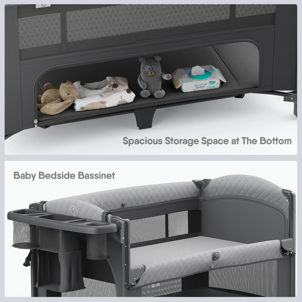Baby Bassinet, Pack n Play, Bedside Crib Sleeper, Diaper Changer M153129