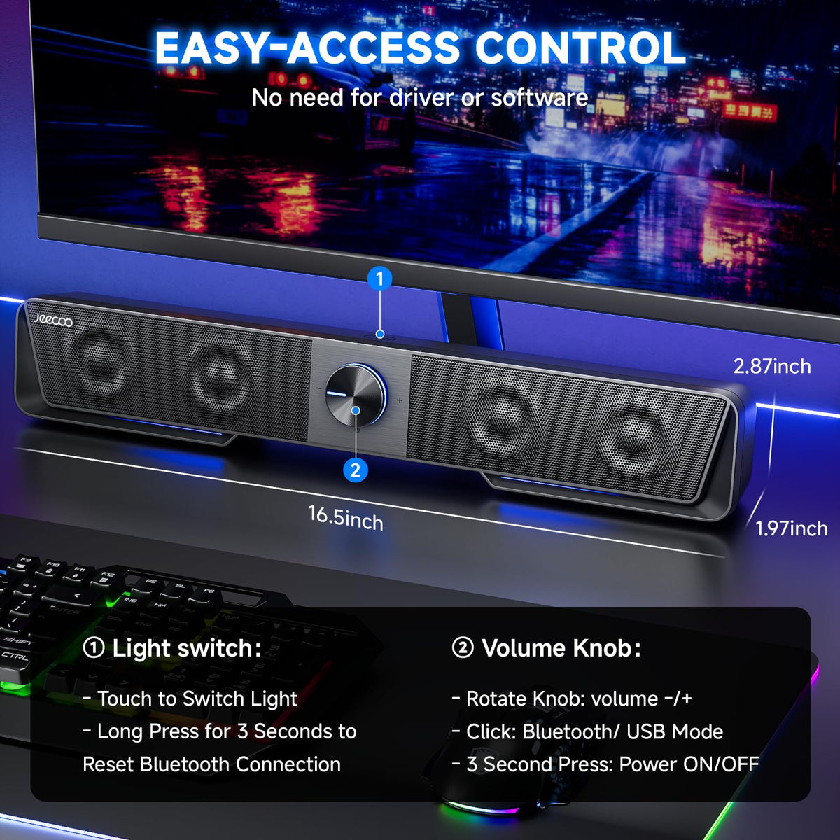 Bluetooth Computer Speakers with LED Light I267042