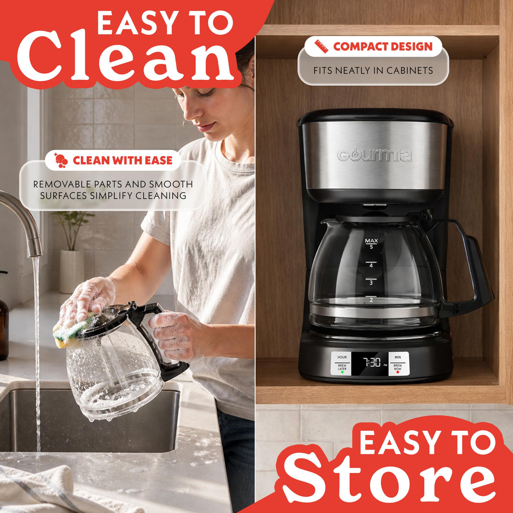 5-Cup Glass Carafe Black Drip Coffee Maker O610