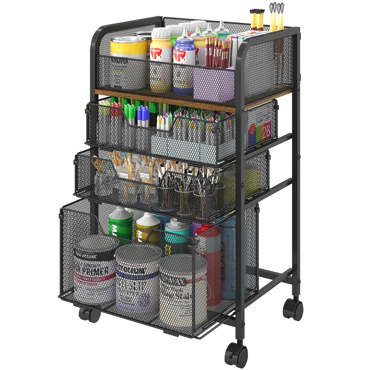 4-Tier Rolling Utility Cart with 3 Drawers T297