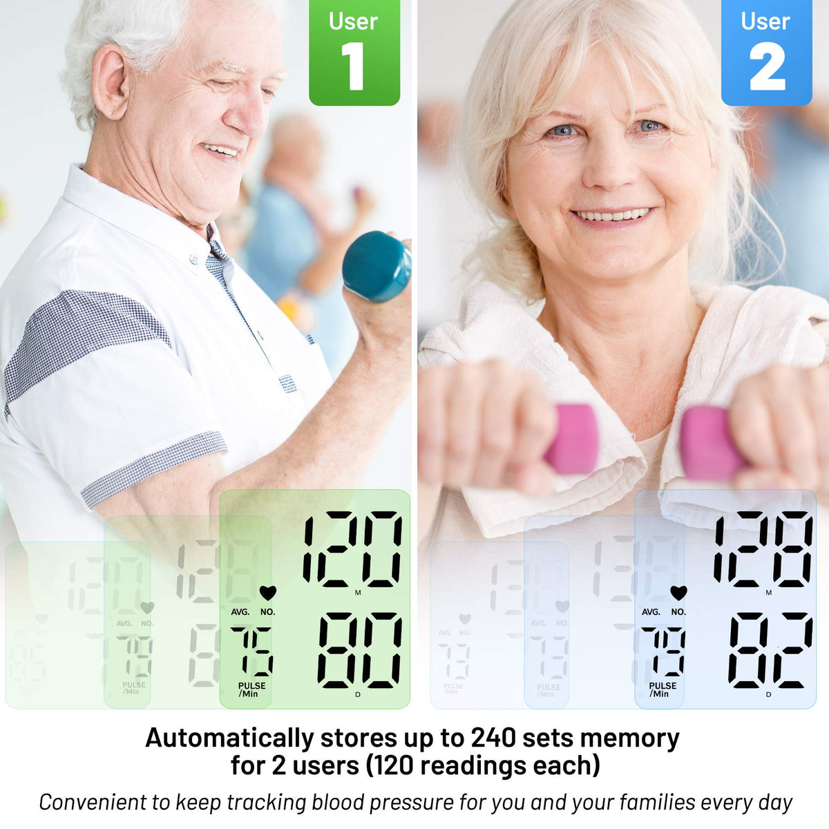 Black Upper Arm Blood Pressure Monitor with Adjustable Arm Cuff and Large Display F636