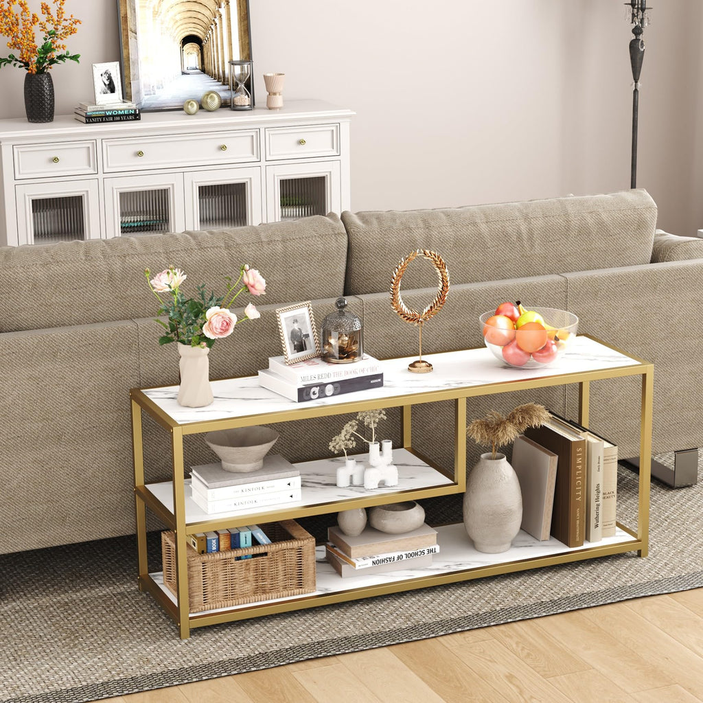 TV Stand for TVs up to 55 Inch, 3 Tier Media Console with Open Storage Shelves Y18368