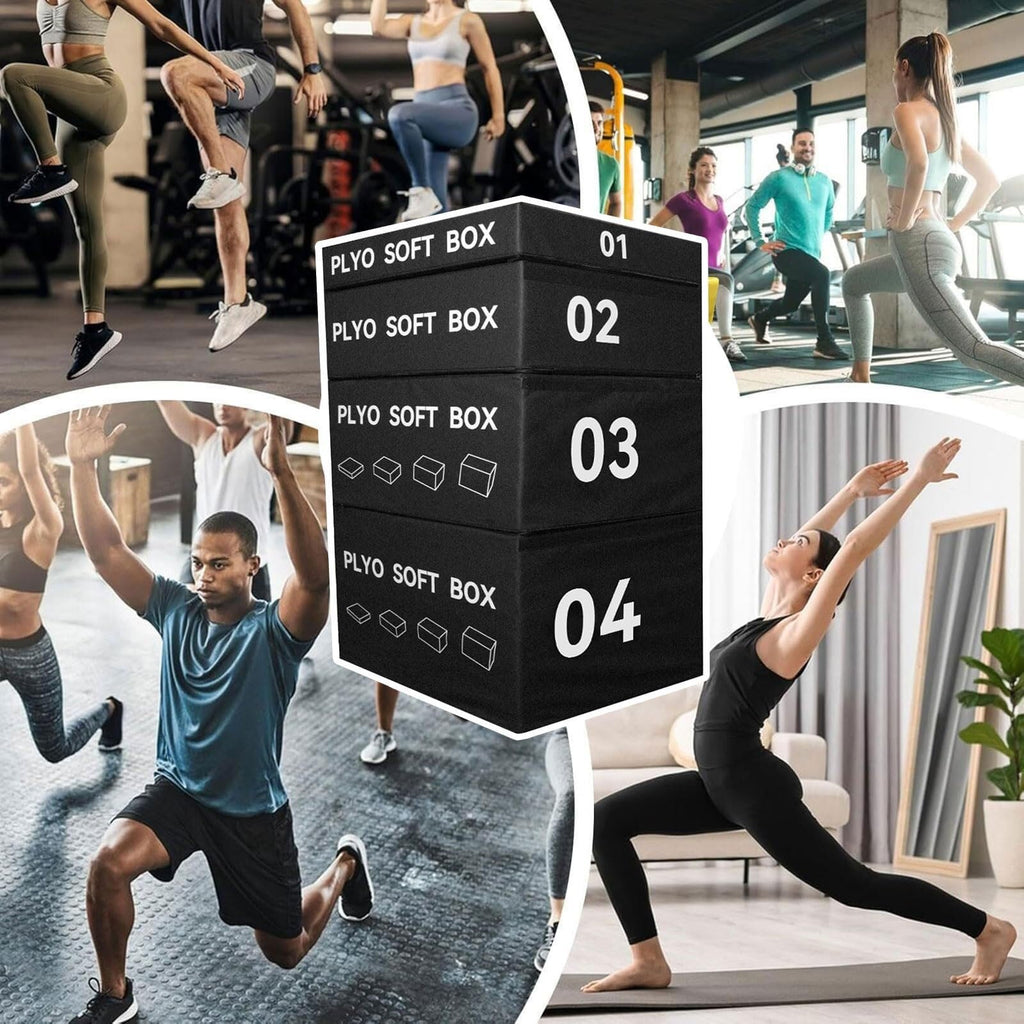 4-in-1 Foam Jumping Exercise Box Non-slip PU Leather Cover X27004