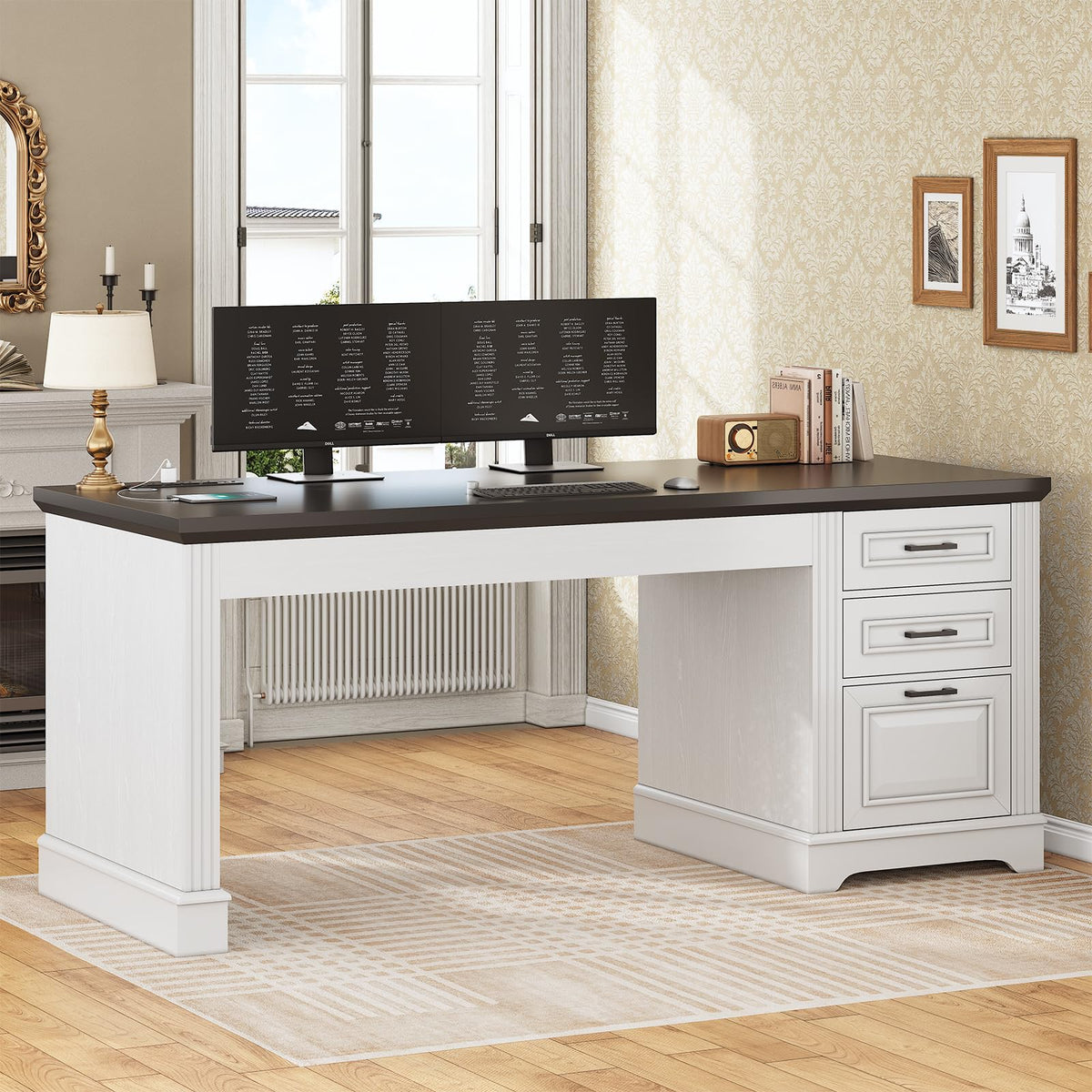 White Office Desk with 3 Drawers R49453