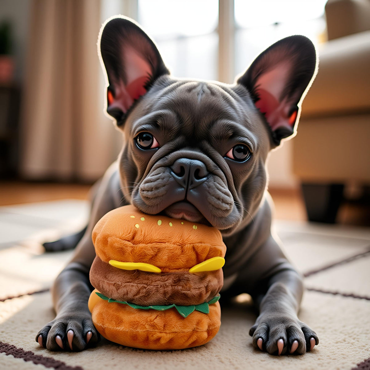Hamburger Shape Dog Plush Squeaky Toy K4070