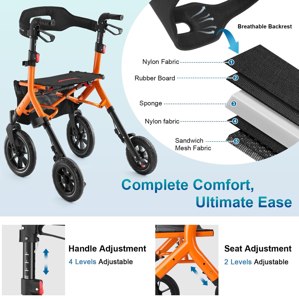Tall Foldable Walker with Seat Q567