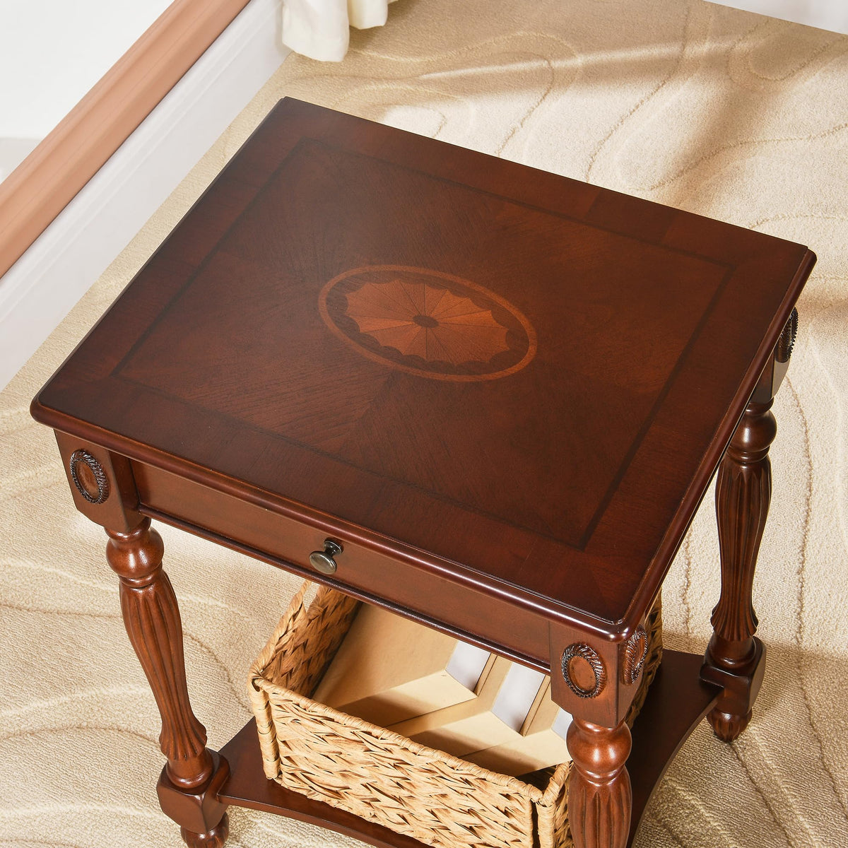 Side Table with Drawer and Storage Shelf H95381