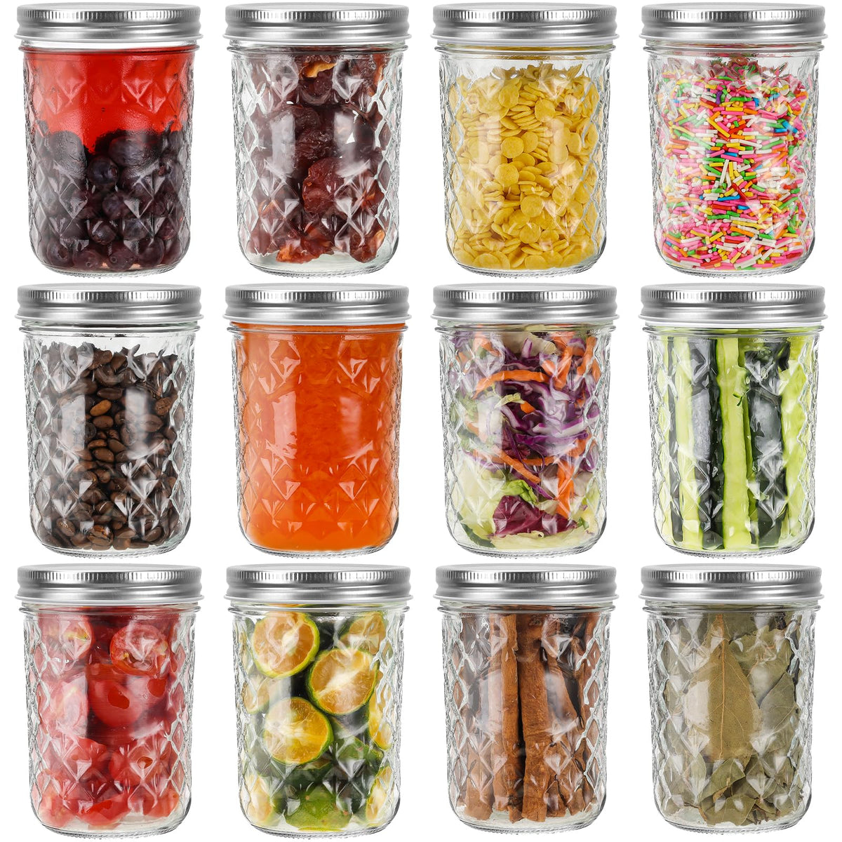 12 Pack 16oz Wide Mouth Glass Mason Jars A8343