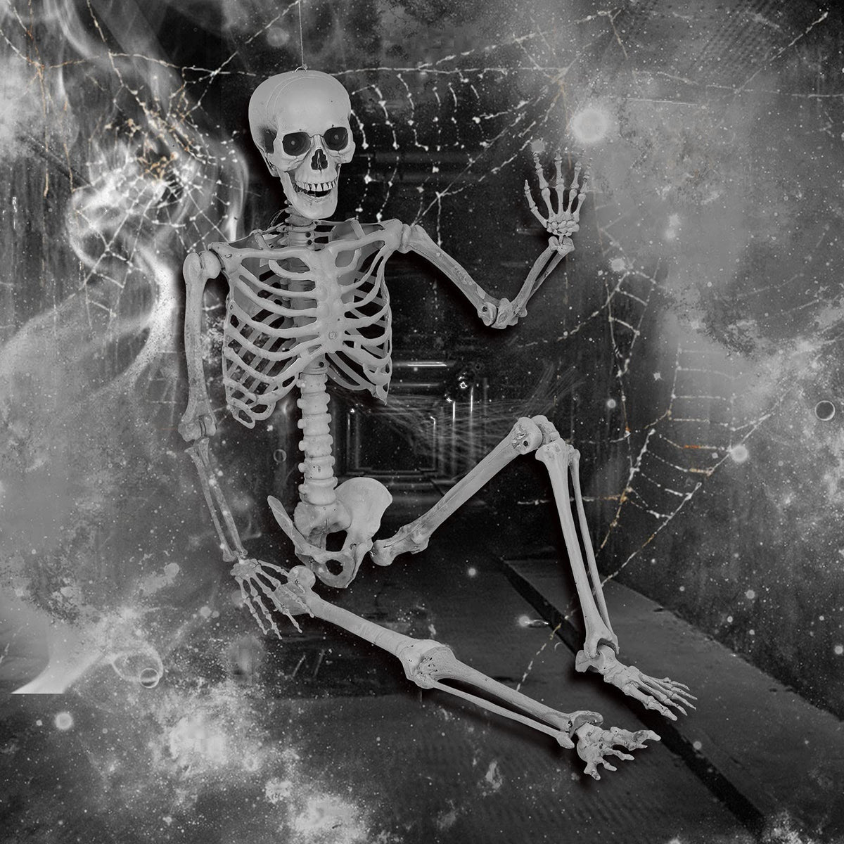 5.4 Ft Lighted Life Size Plastic Skeleton with Movable Joint Q6029