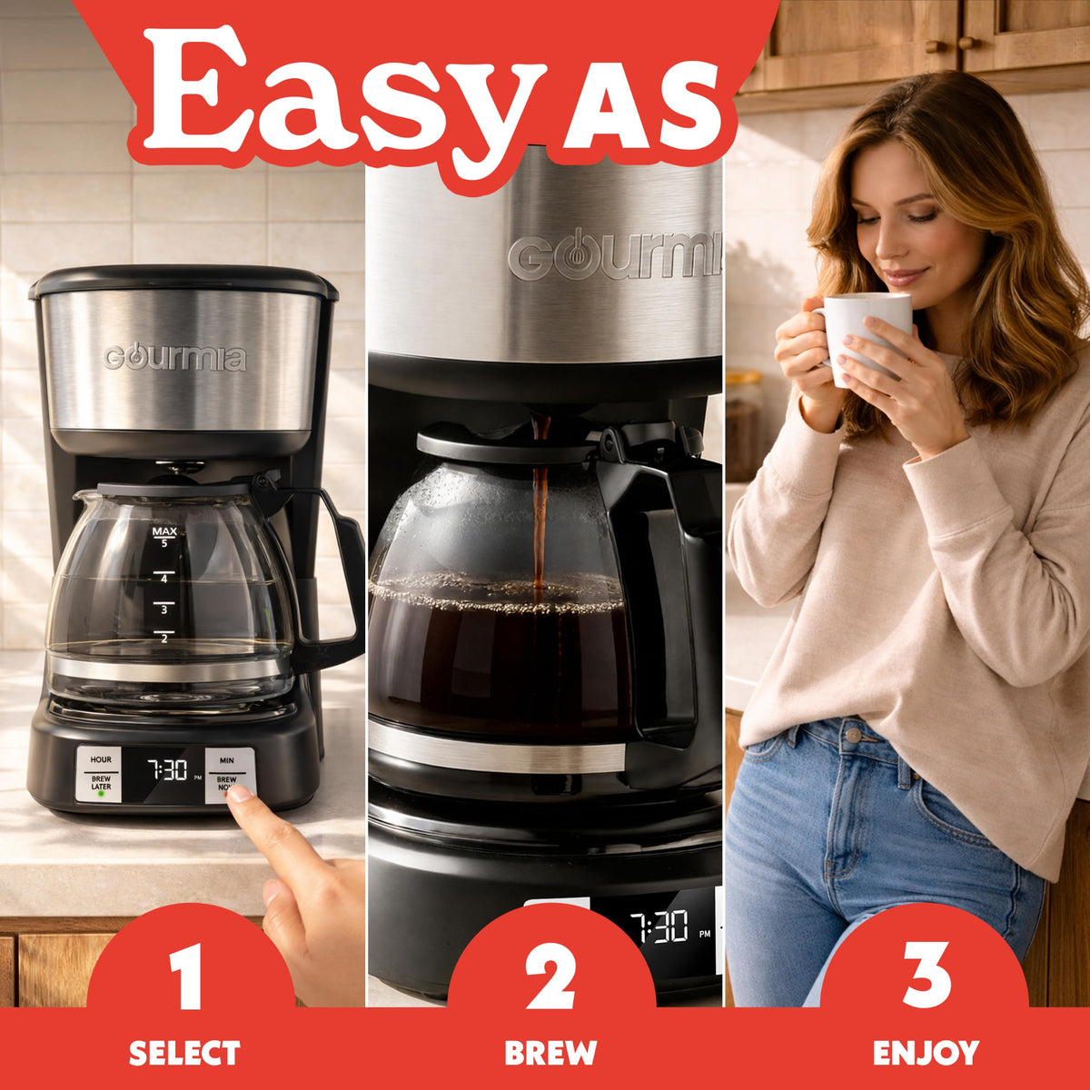 5-Cup Glass Carafe Black Drip Coffee Maker O610