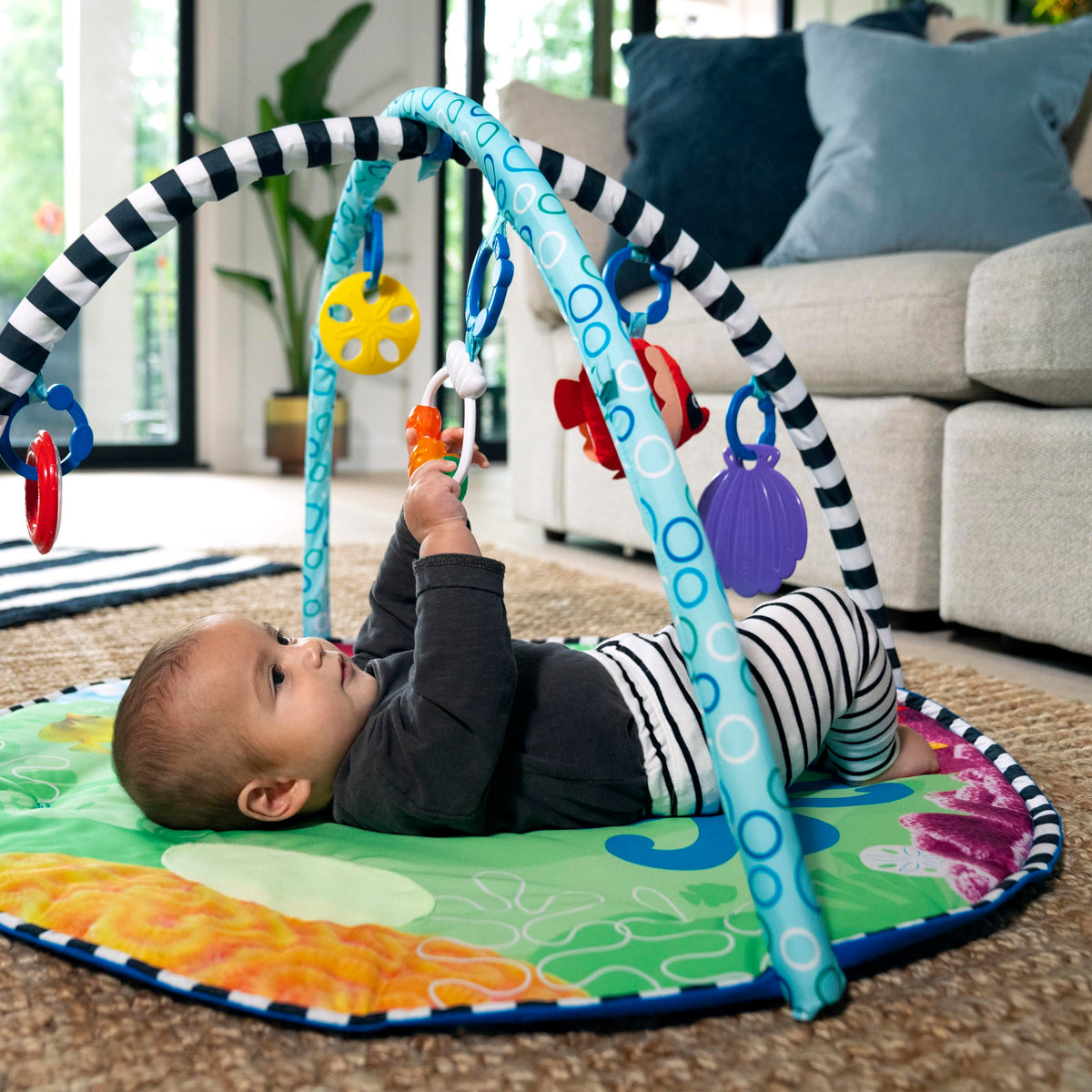 2-in-1 Water Mat Tummy Time Activity Play Gym Sensory Toys Y6937