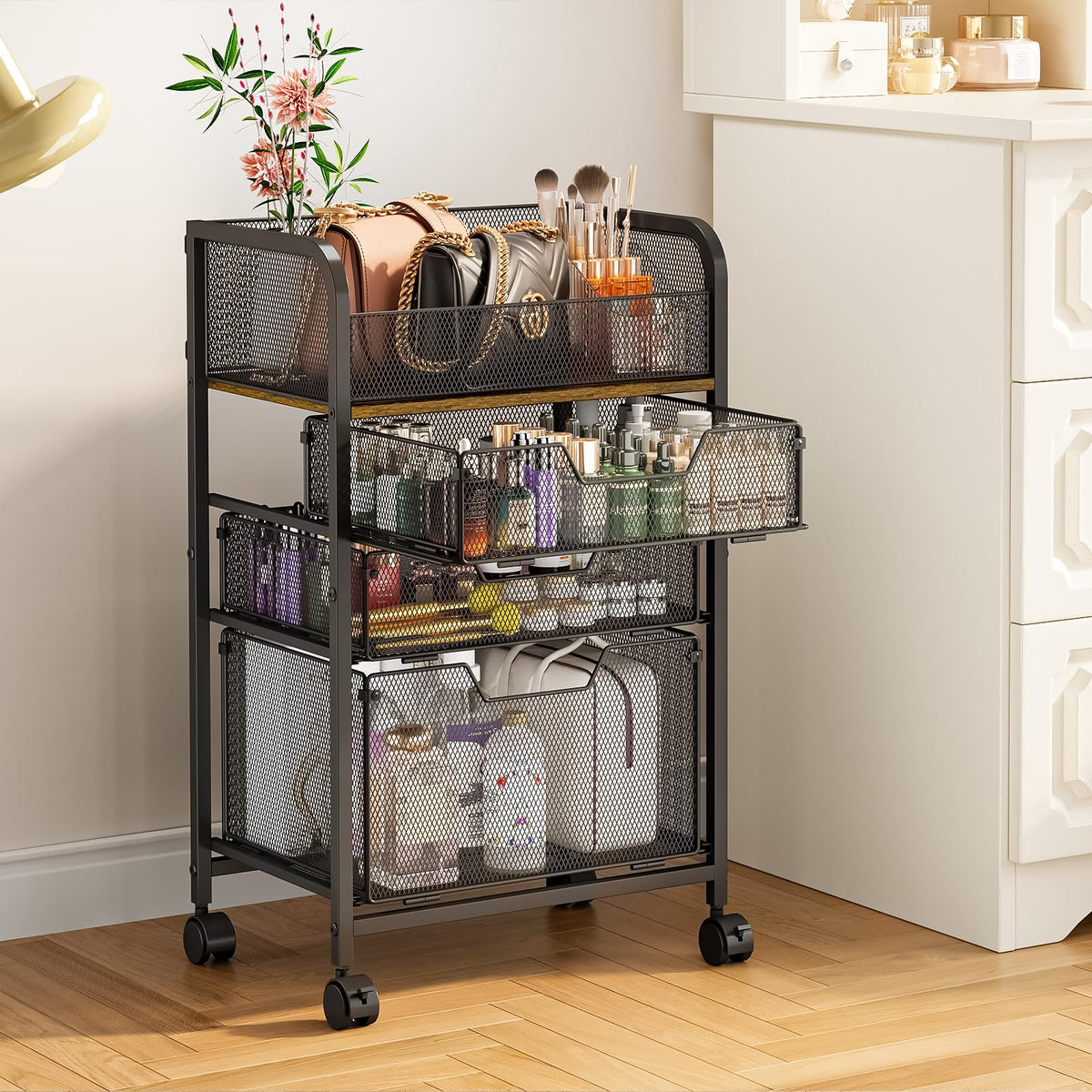 4-Tier Rolling Utility Cart with 3 Drawers T297
