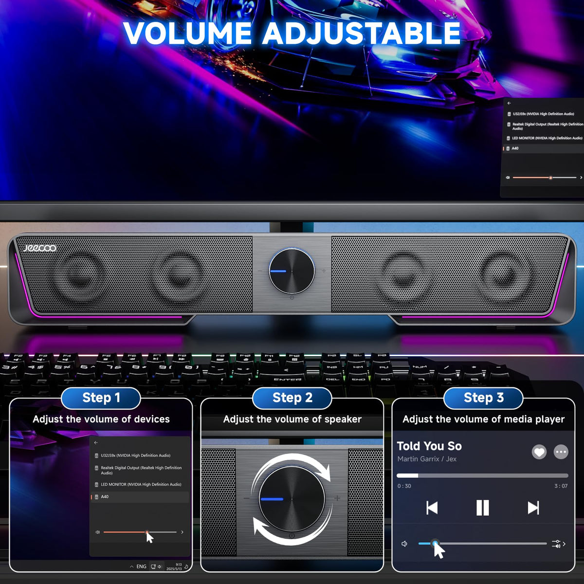 Bluetooth Computer Speakers with LED Light I267042