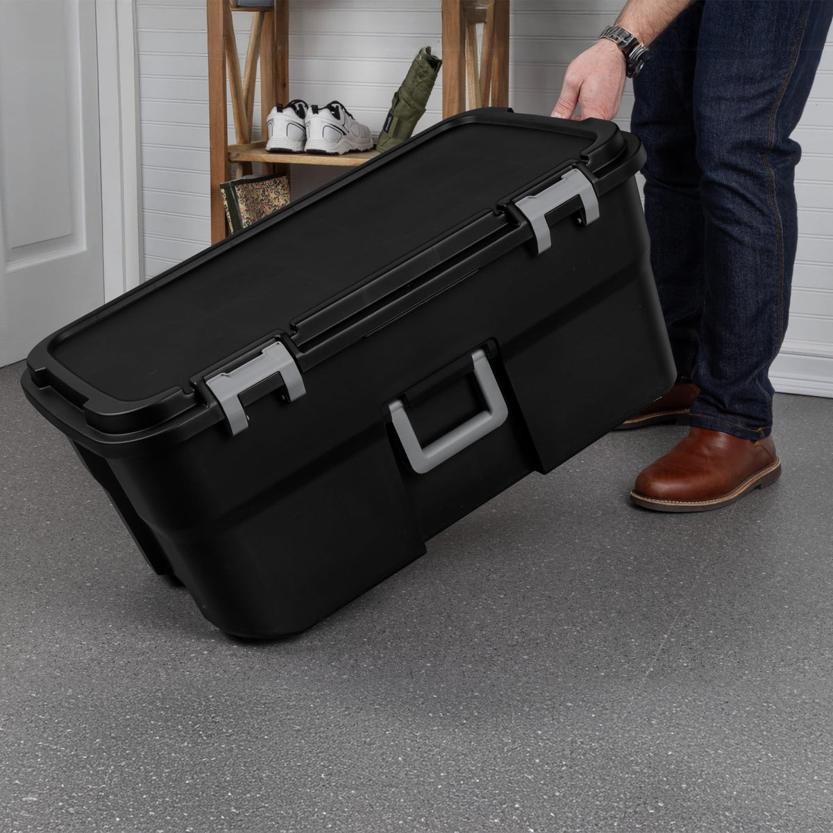 Black 22Gal Wheeled Lockable Storage Footlocker K105470