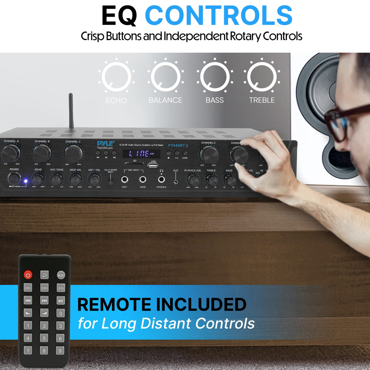6 Channel 600 Watt Bluetooth Home Audio Amplifier F8973