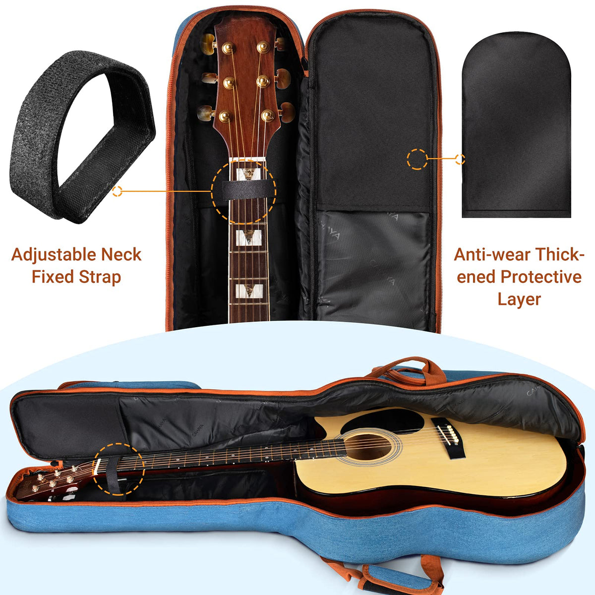 0.35inch Padded Soft Denim Guitar Gig Bag with Storage Pockets Z9020