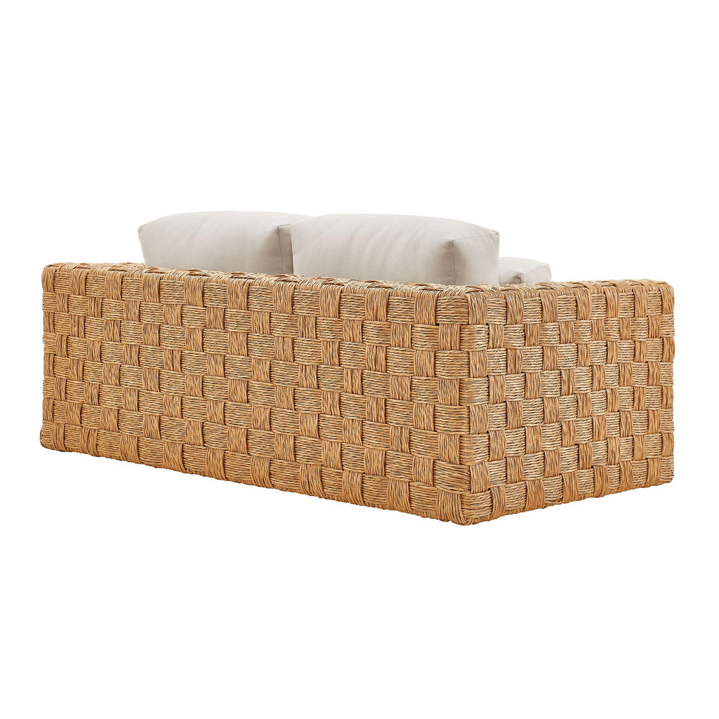 Natural Light Gray Wicker Rattan Outdoor Loveseat with Cushions N6336