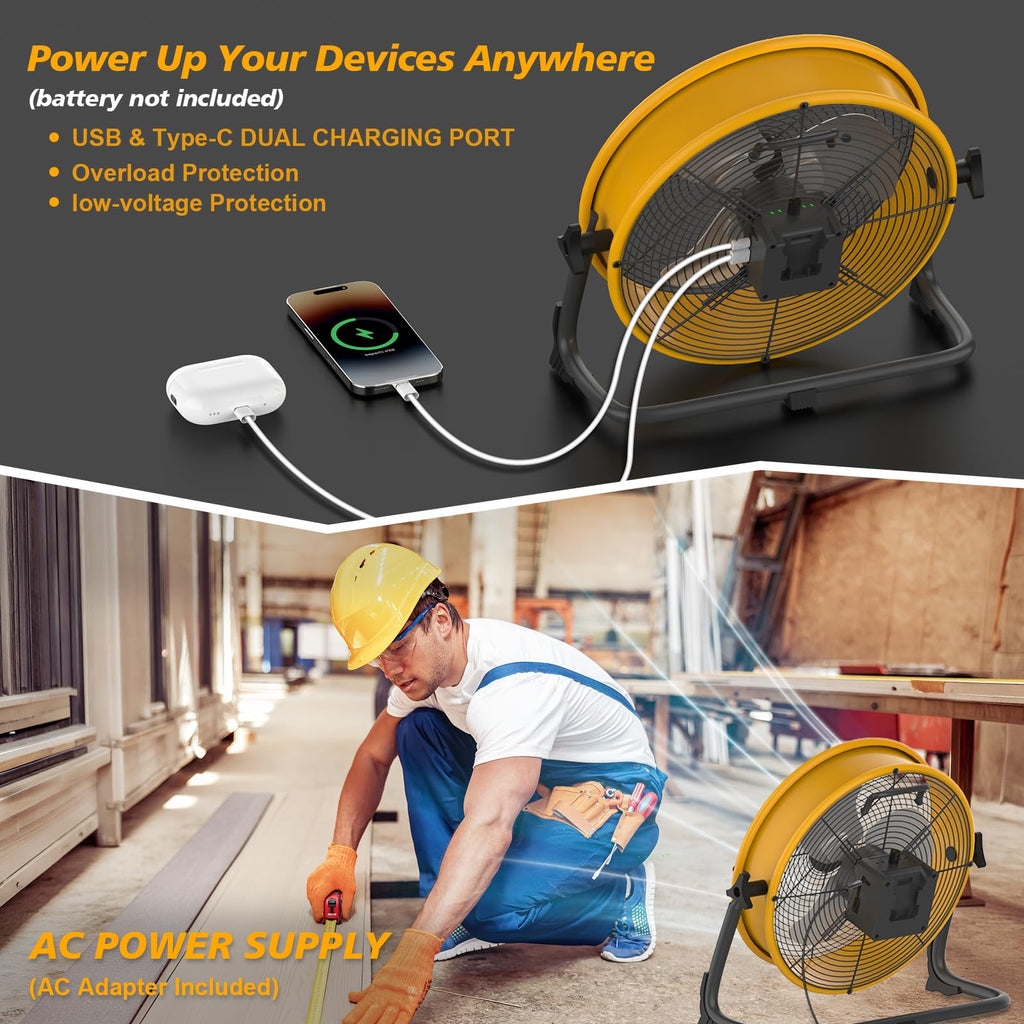 16" Battery Powered Cordless Floor Fan D106420