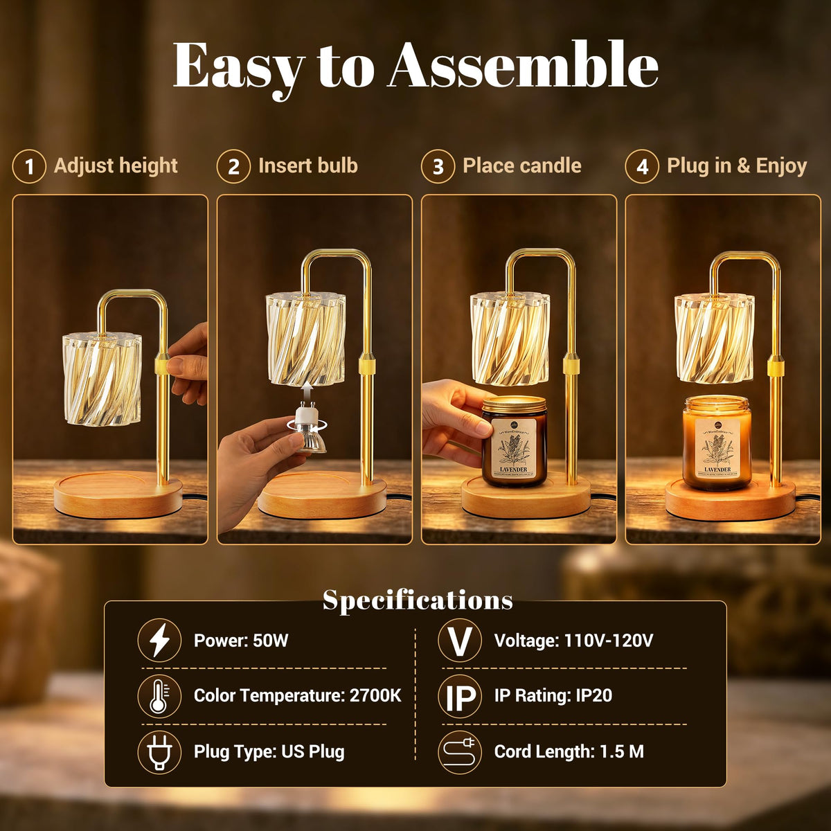 Candle Warmer Lamp Set with Scented Jar Candle & Timer O13943