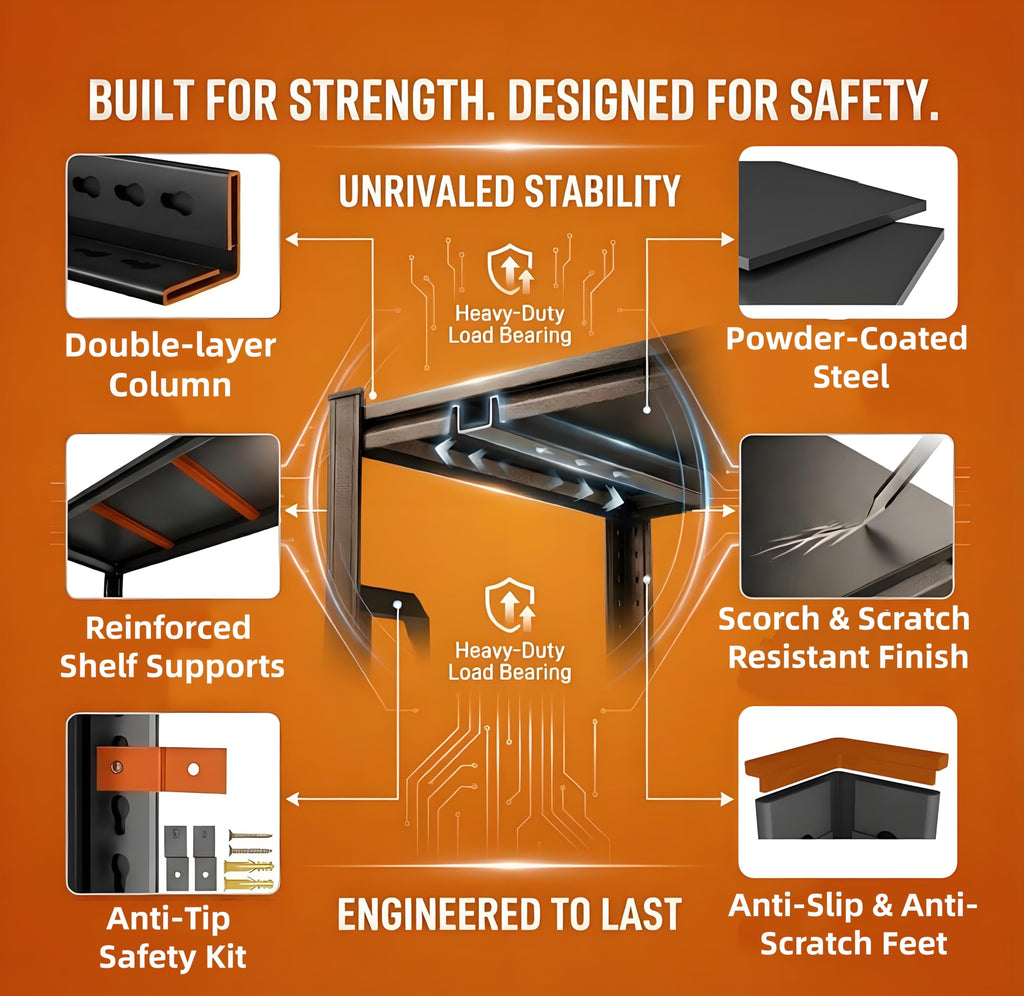 5 Tier Heavy Duty Metal Bookshelf K79109