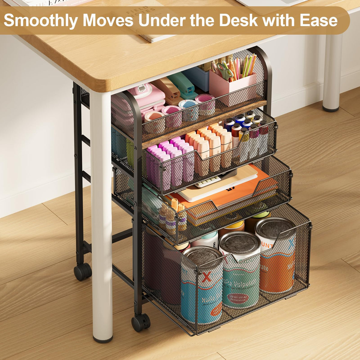 4-Tier Rolling Utility Cart with 3 Drawers T297