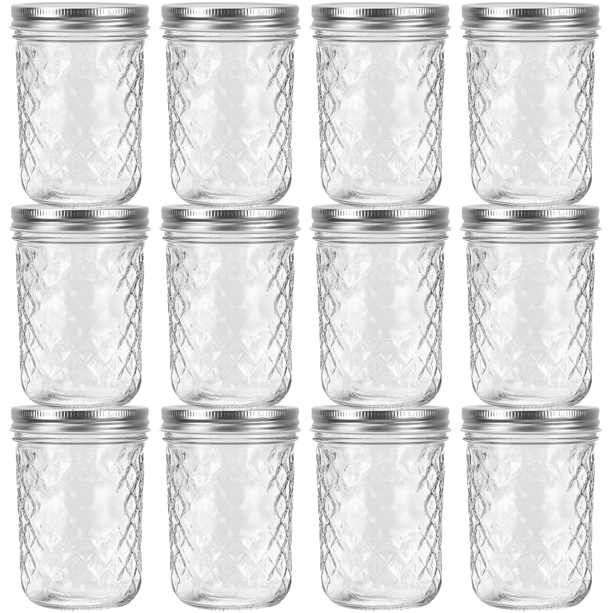 12 Pack 16oz Wide Mouth Glass Mason Jars A8343