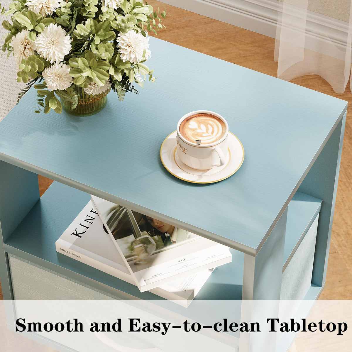 Blue 2-Tier Kids Nightstand I7376