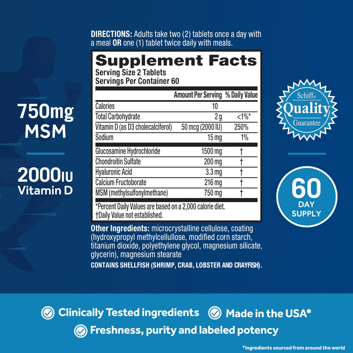 Glucosamine Chondroitin MSM + Vitamin D3-120 ct P78760