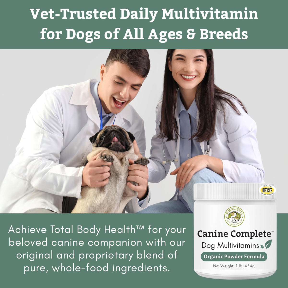 Organic Dog Vitamins, 1 Lb, 45 Scoops K45953