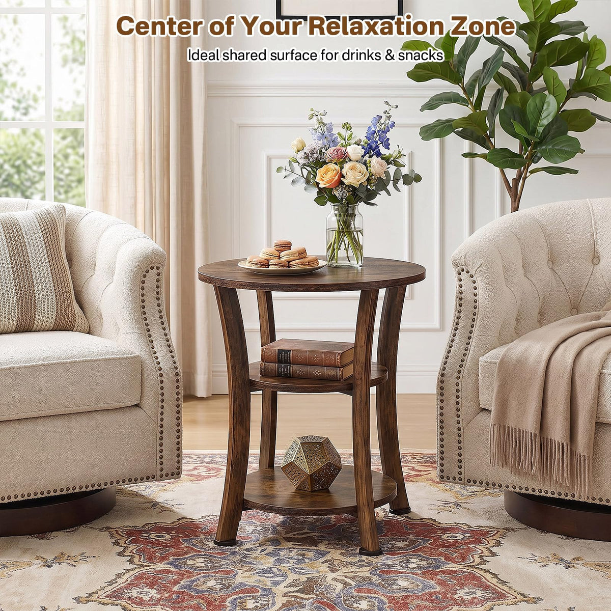 3 Tier Round End Table B986