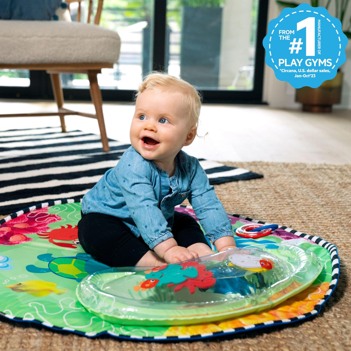 2-in-1 Water Mat Tummy Time Activity Play Gym Sensory Toys Y6937