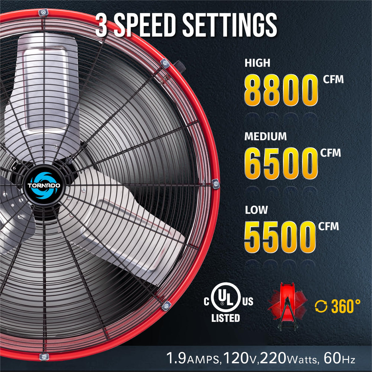 24 Inch High Velocity 3 Speed Metal Drum Fan E89242