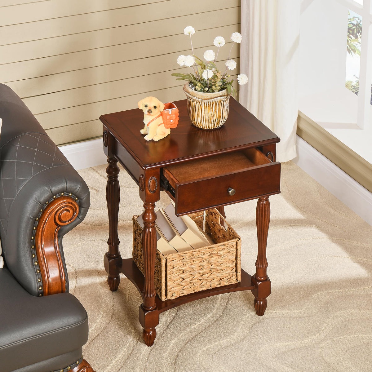 Side Table with Drawer and Storage Shelf H95381