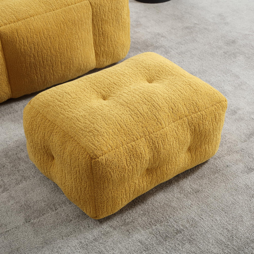 Yellow Memory Foam Bean Bag Chair with Ottoman L236925