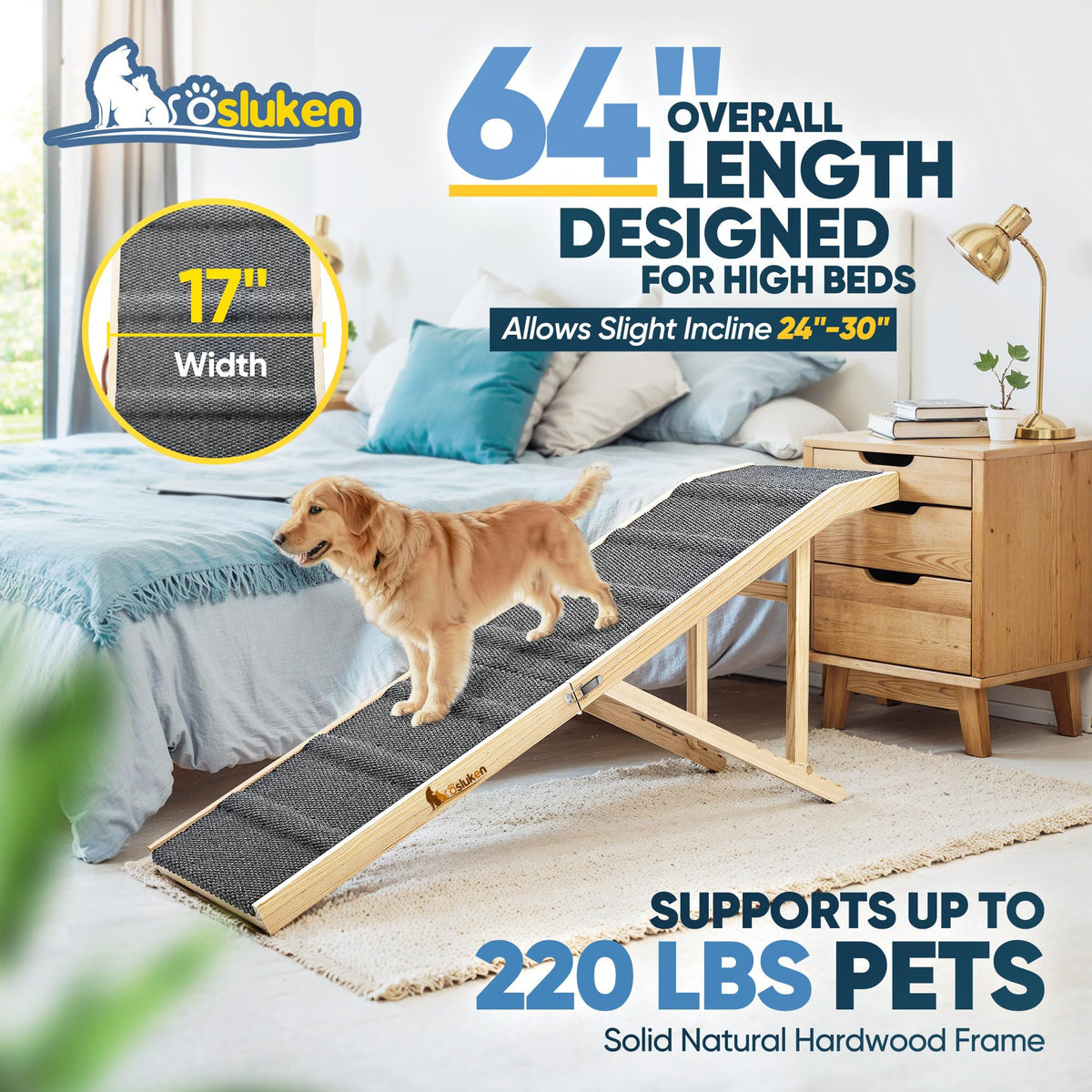 Foldable Dog Ramp with Platform 6 Adjustable Heights Z4104