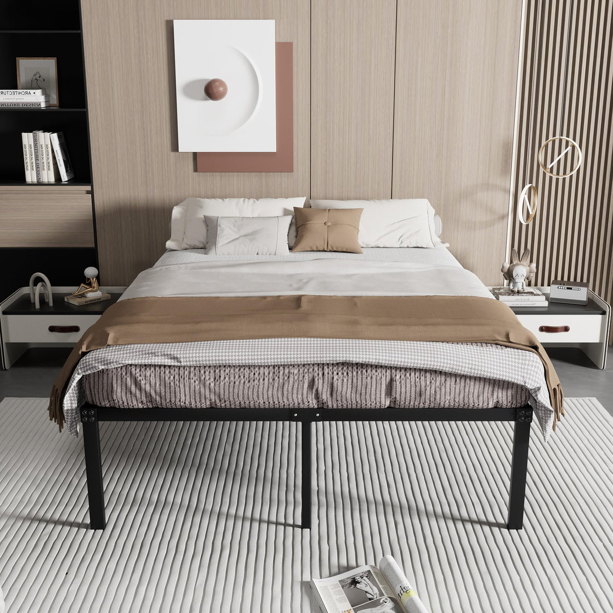 Queen Size Metal Platform Bed Frame E7004
