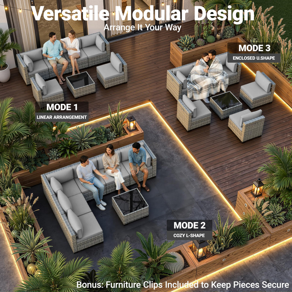 PE Wicker Modular Patio Sofa Set Y51558